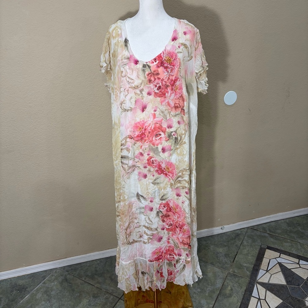 Cal Style Embellished Gauze Maxi Dress Rhinestones Fairycore Ethereal Sz 2XL